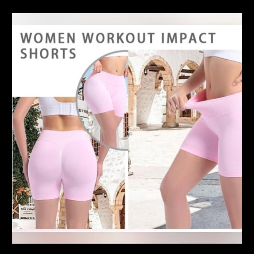 NWT 2 Ea. 3.6" Women Seamless  High Waisted Scrunch Butt Lifting Shorts. Teal Co - Picture 2 of 7